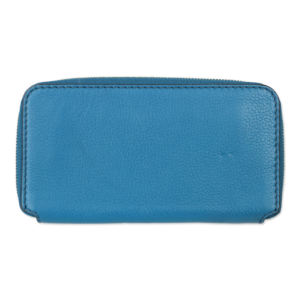 Chloé Marcie Blue Leather Zip-Around Continental Wallet
