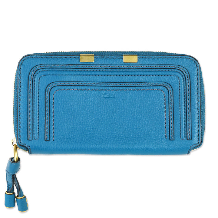 Chloé Marcie Blue Leather Zip-Around Continental Wallet