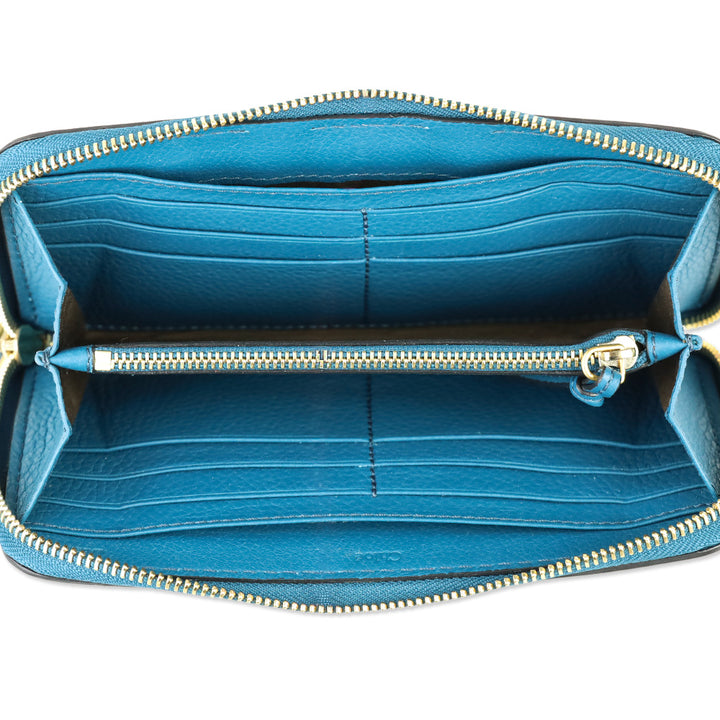 Chloé Marcie Blue Leather Zip-Around Continental Wallet