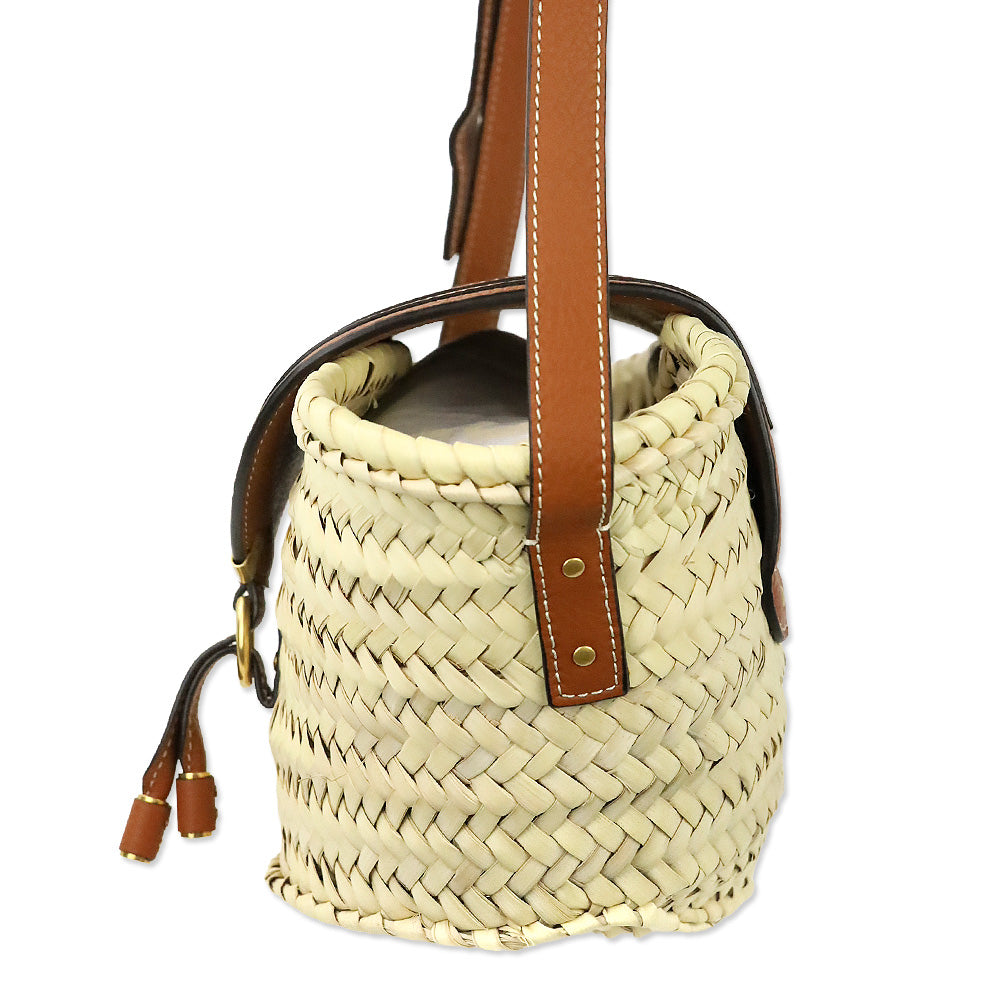 Chloé Marcie Brown Leather-trimmed Raffia Shoulder Bag