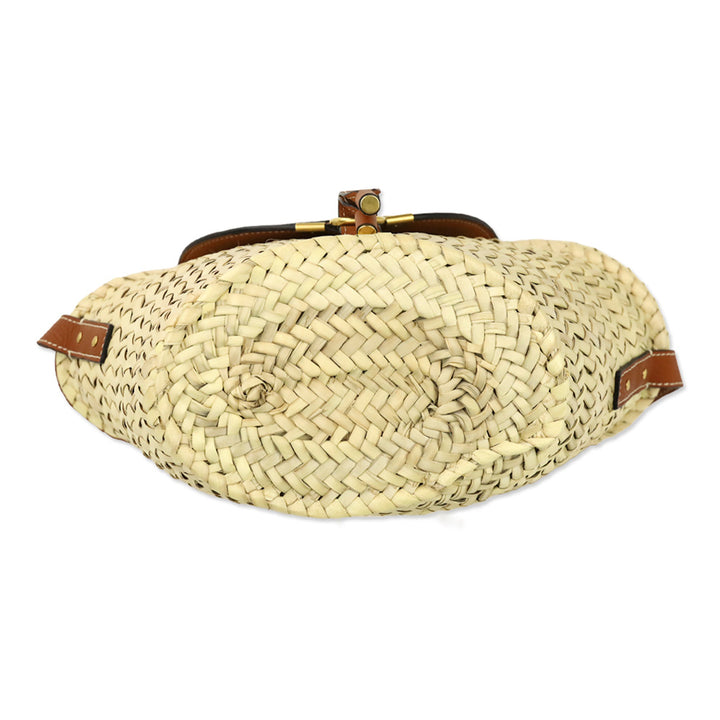 Chloé Marcie Brown Leather-trimmed Raffia Shoulder Bag