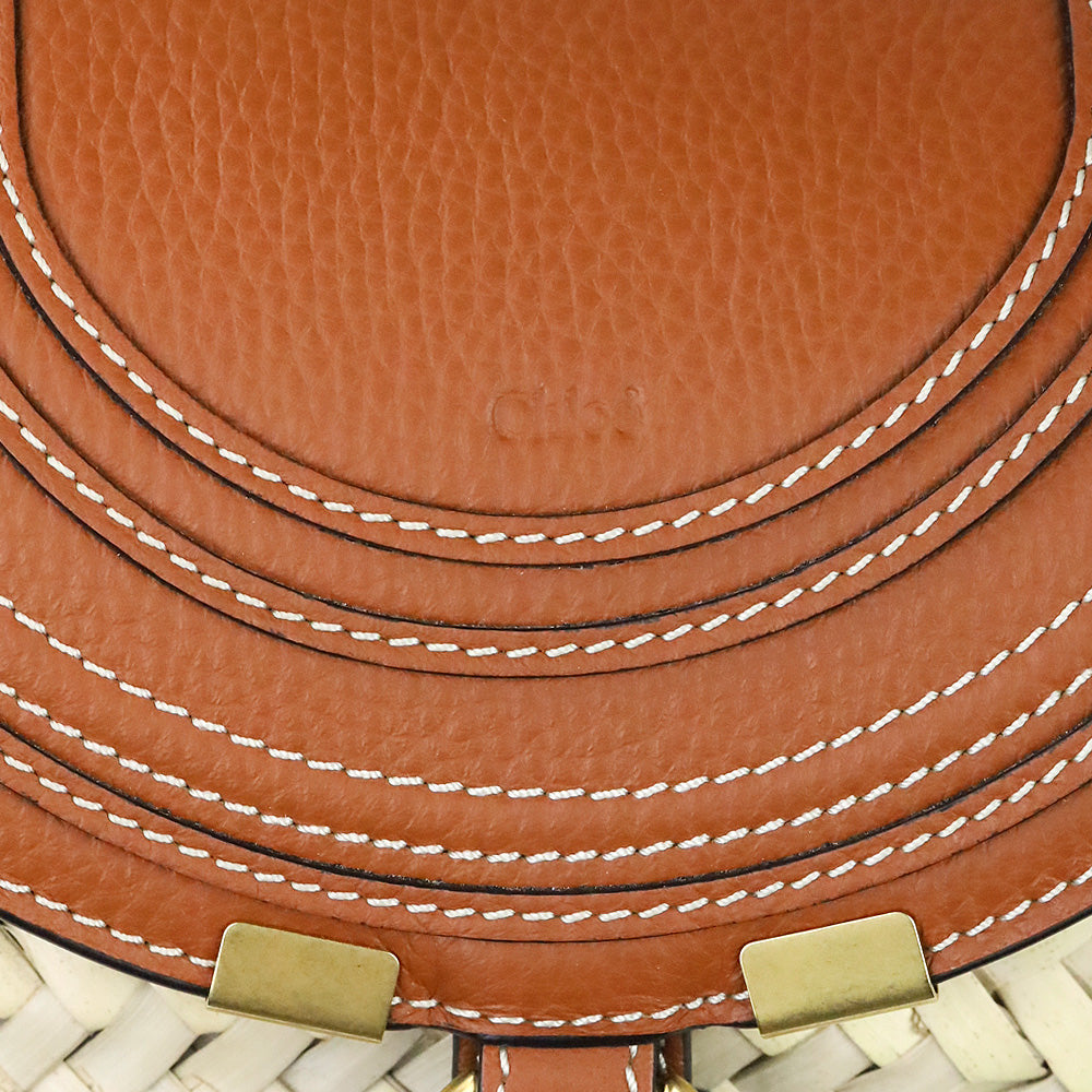 Chloé Marcie Brown Leather-trimmed Raffia Shoulder Bag
