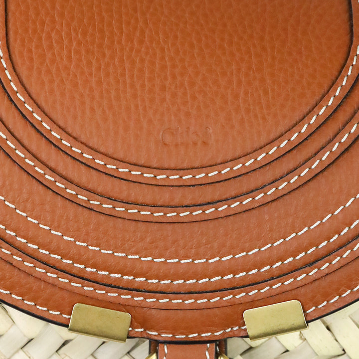 Chloé Marcie Brown Leather-trimmed Raffia Shoulder Bag