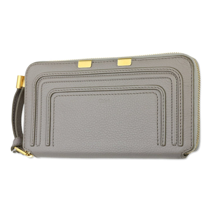 Chloé Marcie Cashmere Grey Leather Zip-Around Continental Wallet