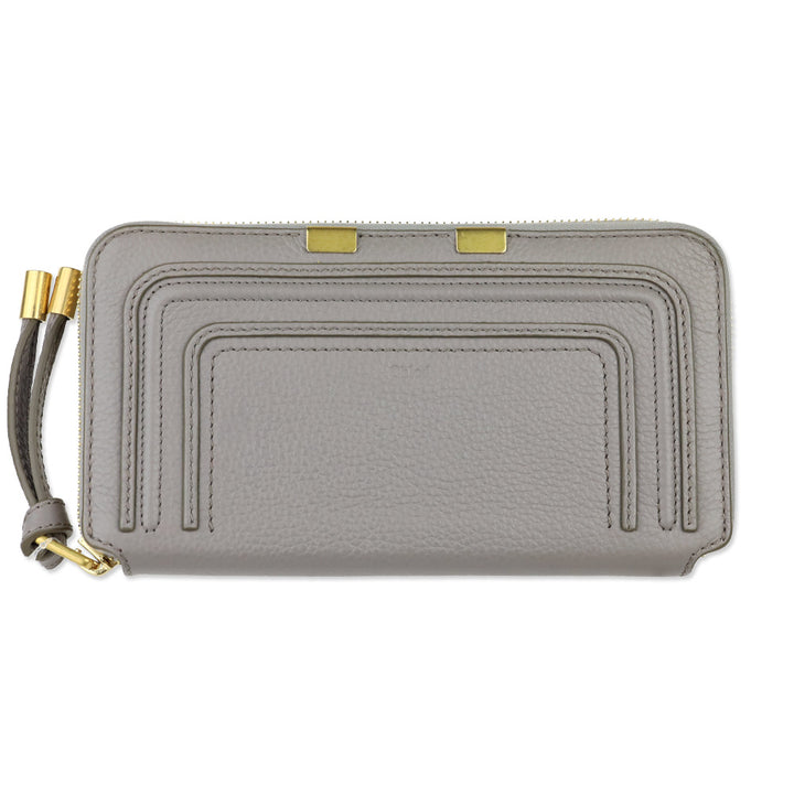 Chloé Marcie Cashmere Grey Leather Zip-Around Continental Wallet