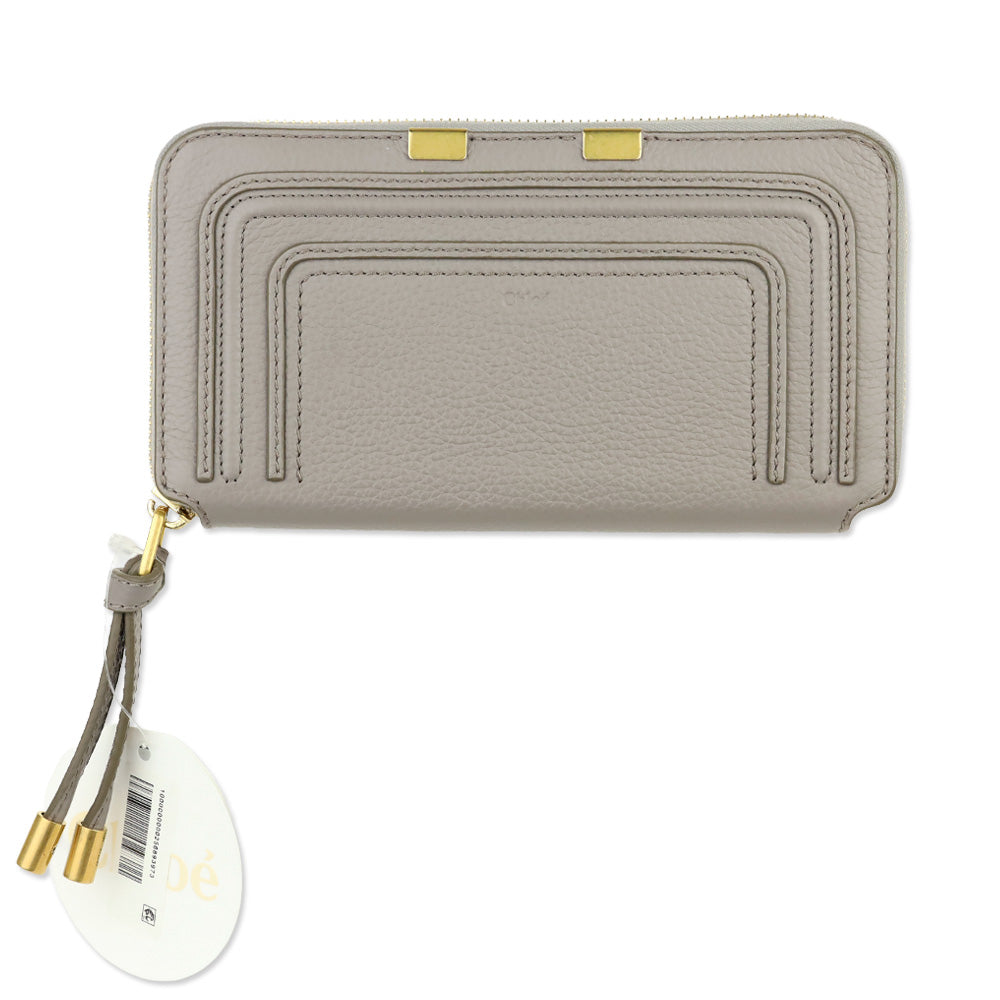Chloé Marcie Cashmere Grey Leather Zip-Around Continental Wallet