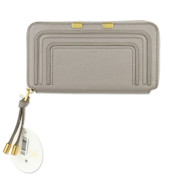 Chloé Marcie Cashmere Grey Leather Zip-Around Continental Wallet