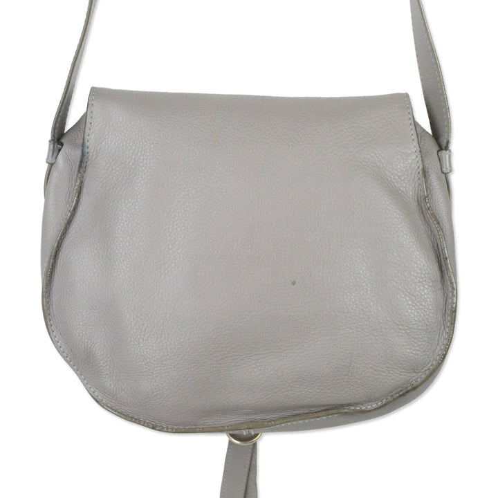 Chloé Marcie Grey Grained Leather Saddle Bag