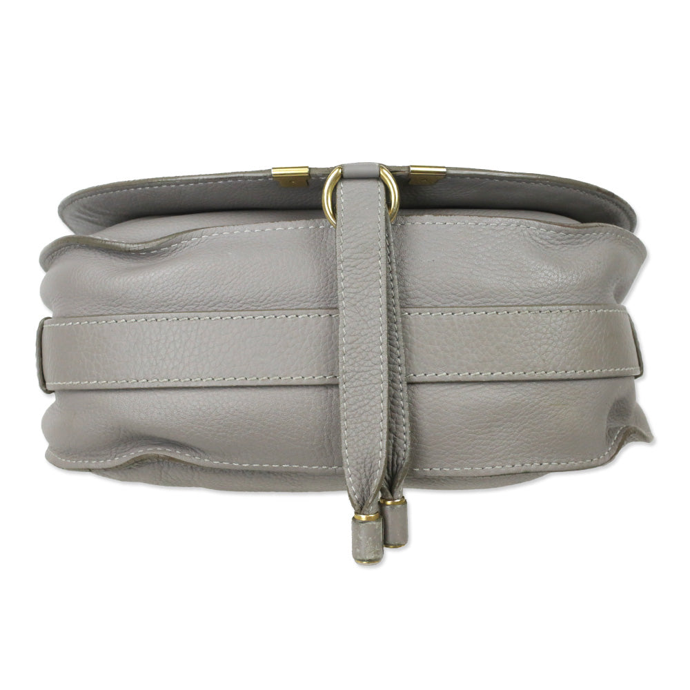 Chloé Marcie Grey Grained Leather Saddle Bag