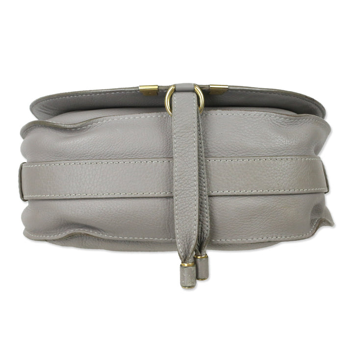 Chloé Marcie Grey Grained Leather Saddle Bag