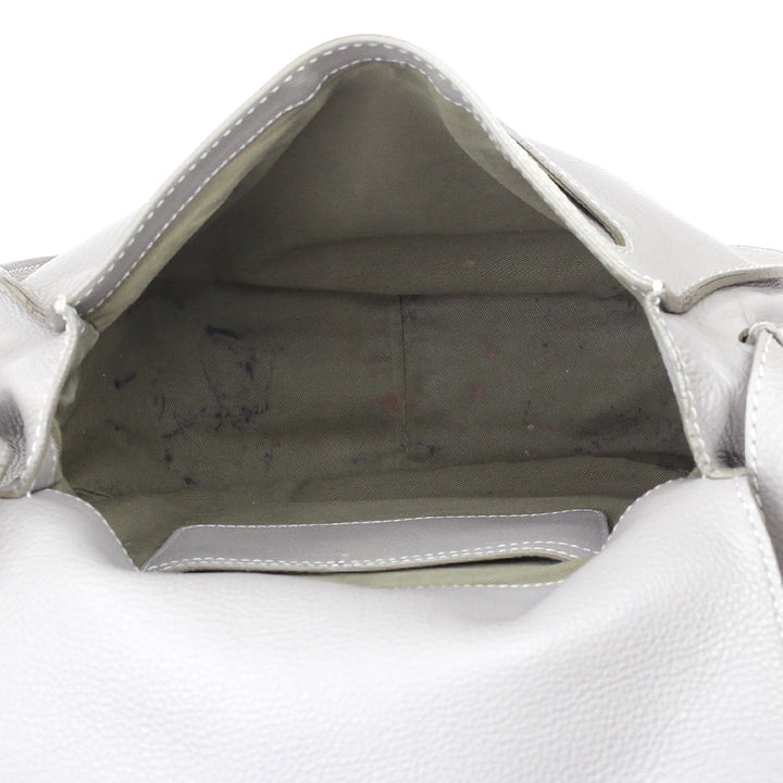 Chloé Marcie Grey Grained Leather Saddle Bag