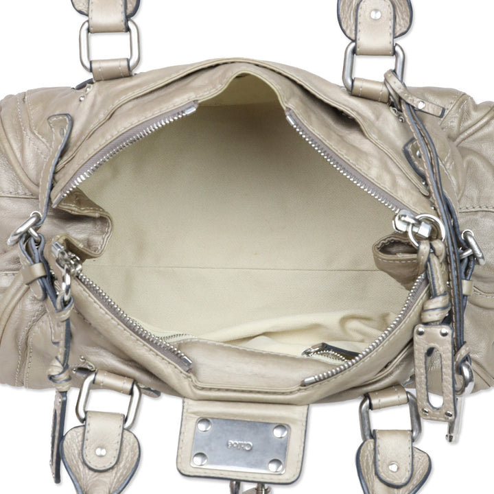 Chloé Metallic Beige Leather Paddington Bag