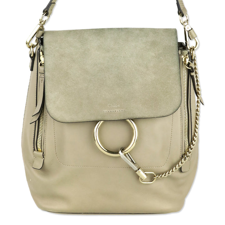 Chloé Motty Grey Leather/Suede Medium Faye Backpack