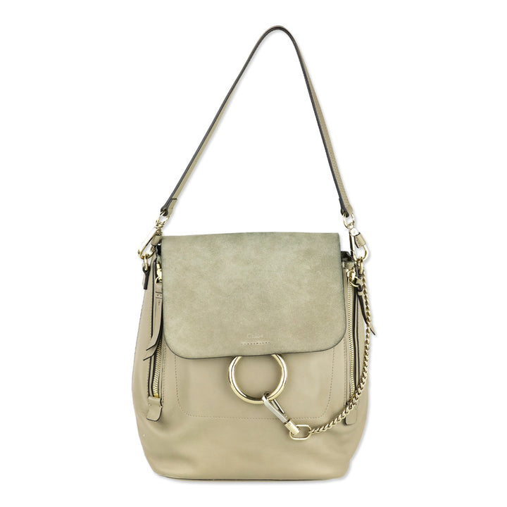Chloé Motty Grey Leather/Suede Medium Faye Backpack