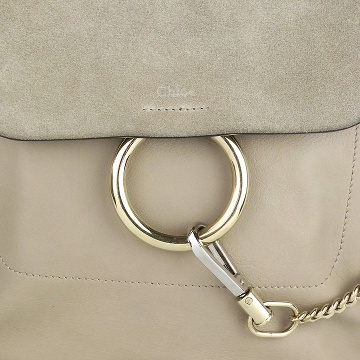 Chloé Motty Grey Leather/Suede Medium Faye Backpack