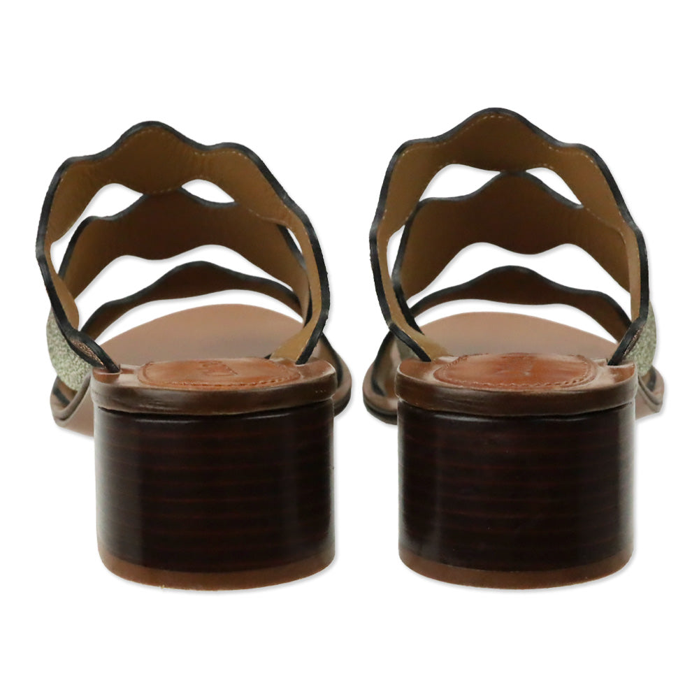 Chloé Multi Crinkle Metallic Leather Lauren Palmer Heeled Sandals