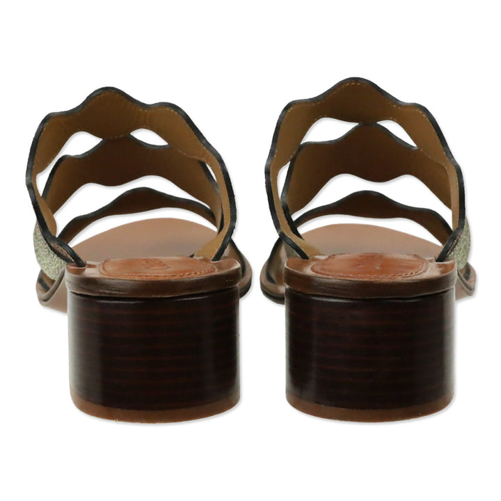 Chloé Multi Crinkle Metallic Leather Lauren Palmer Heeled Sandals