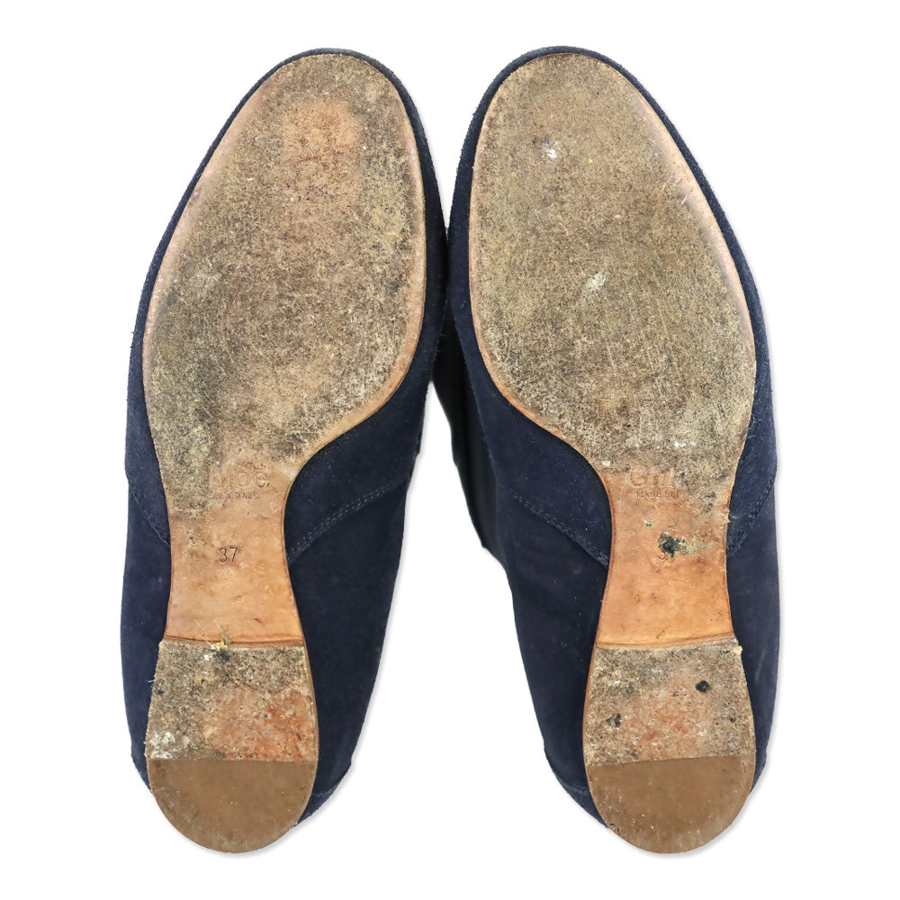 Chloé Navy Suede Paddington Buckle Knee-High Riding Boots