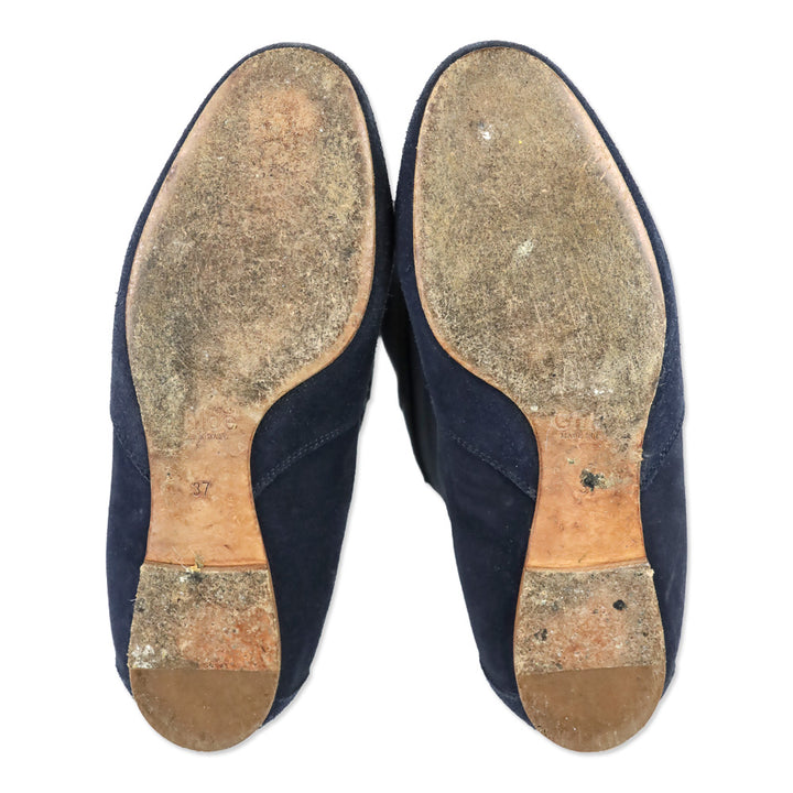 Chloé Navy Suede Paddington Buckle Knee-High Riding Boots