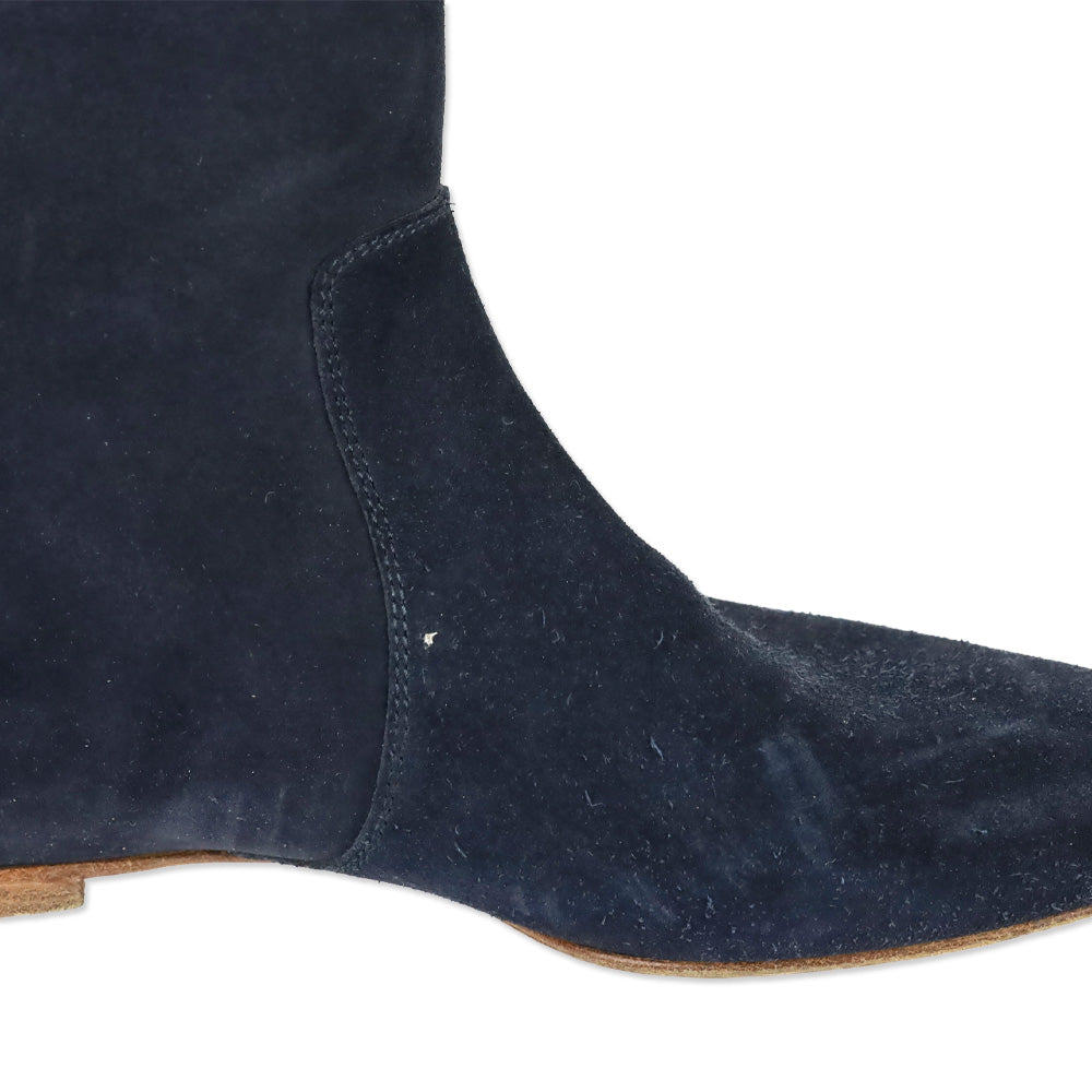 Chloé Navy Suede Paddington Buckle Knee-High Riding Boots