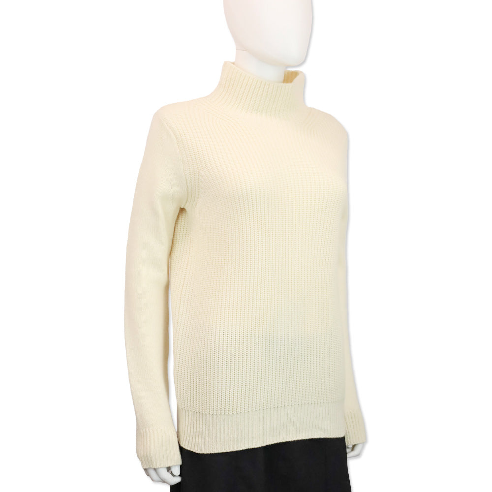 Chloé Pale Yellow Cashmere Ribbed Knit Turtleneck Sweater