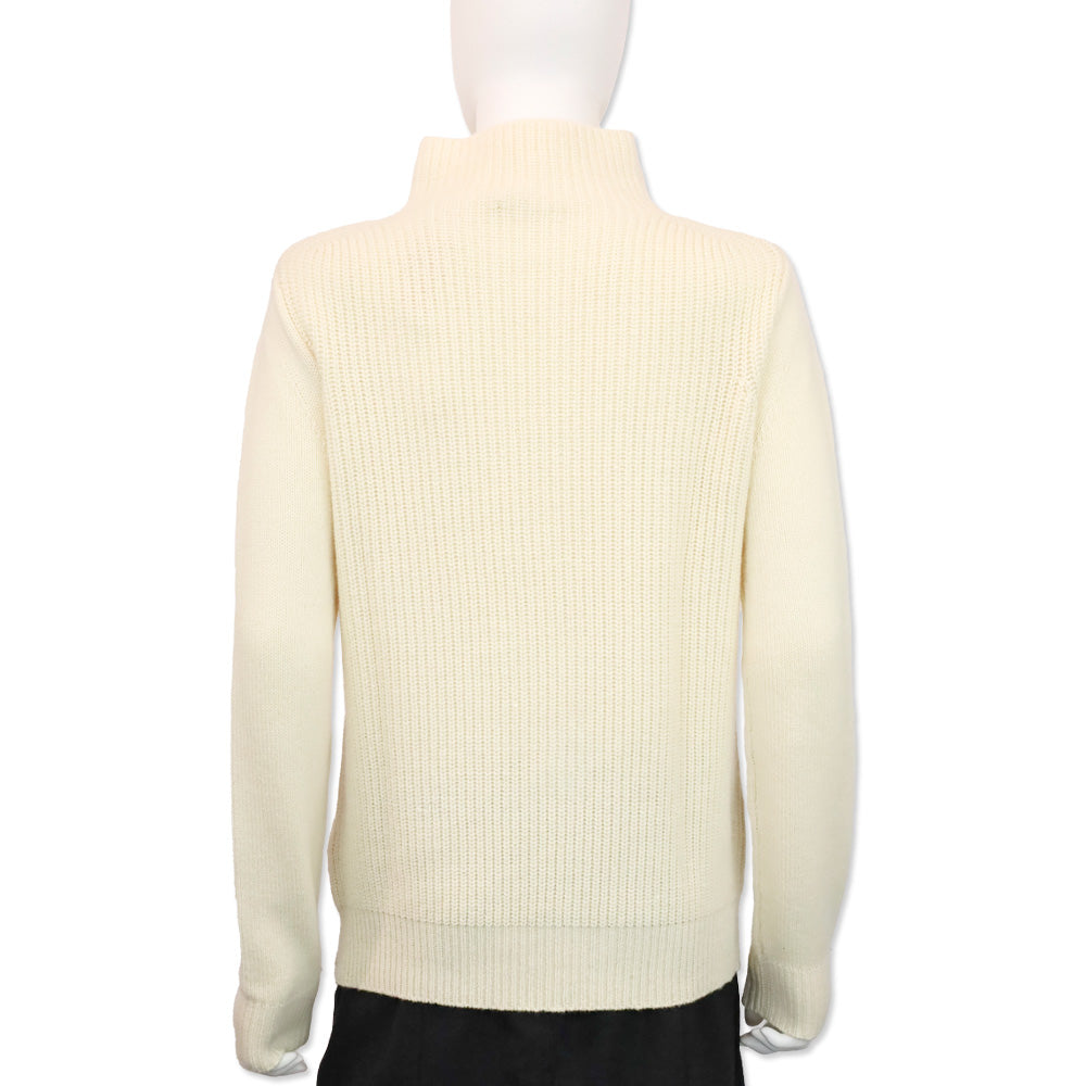 Chloé Pale Yellow Cashmere Ribbed Knit Turtleneck Sweater