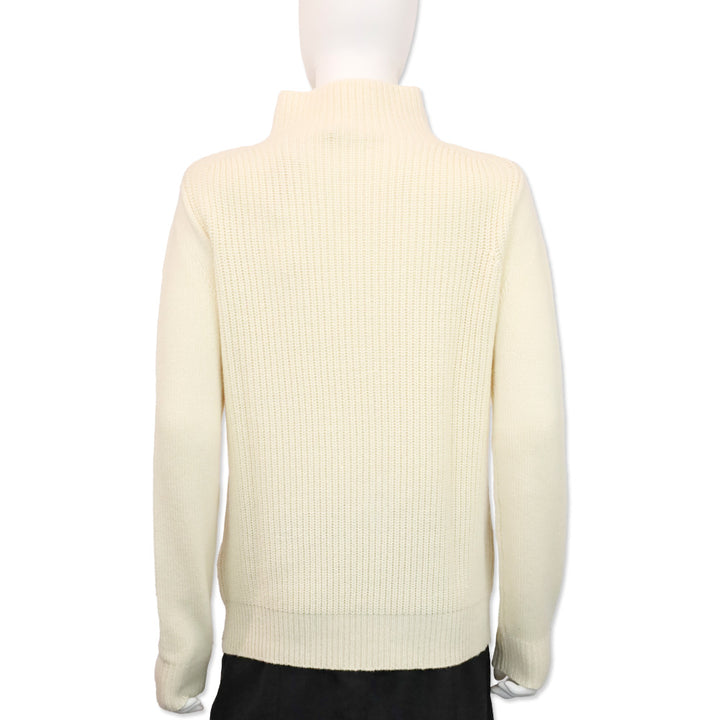 Chloé Pale Yellow Cashmere Ribbed Knit Turtleneck Sweater