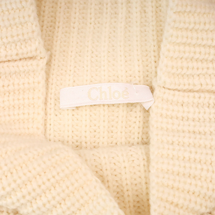 Chloé Pale Yellow Cashmere Ribbed Knit Turtleneck Sweater