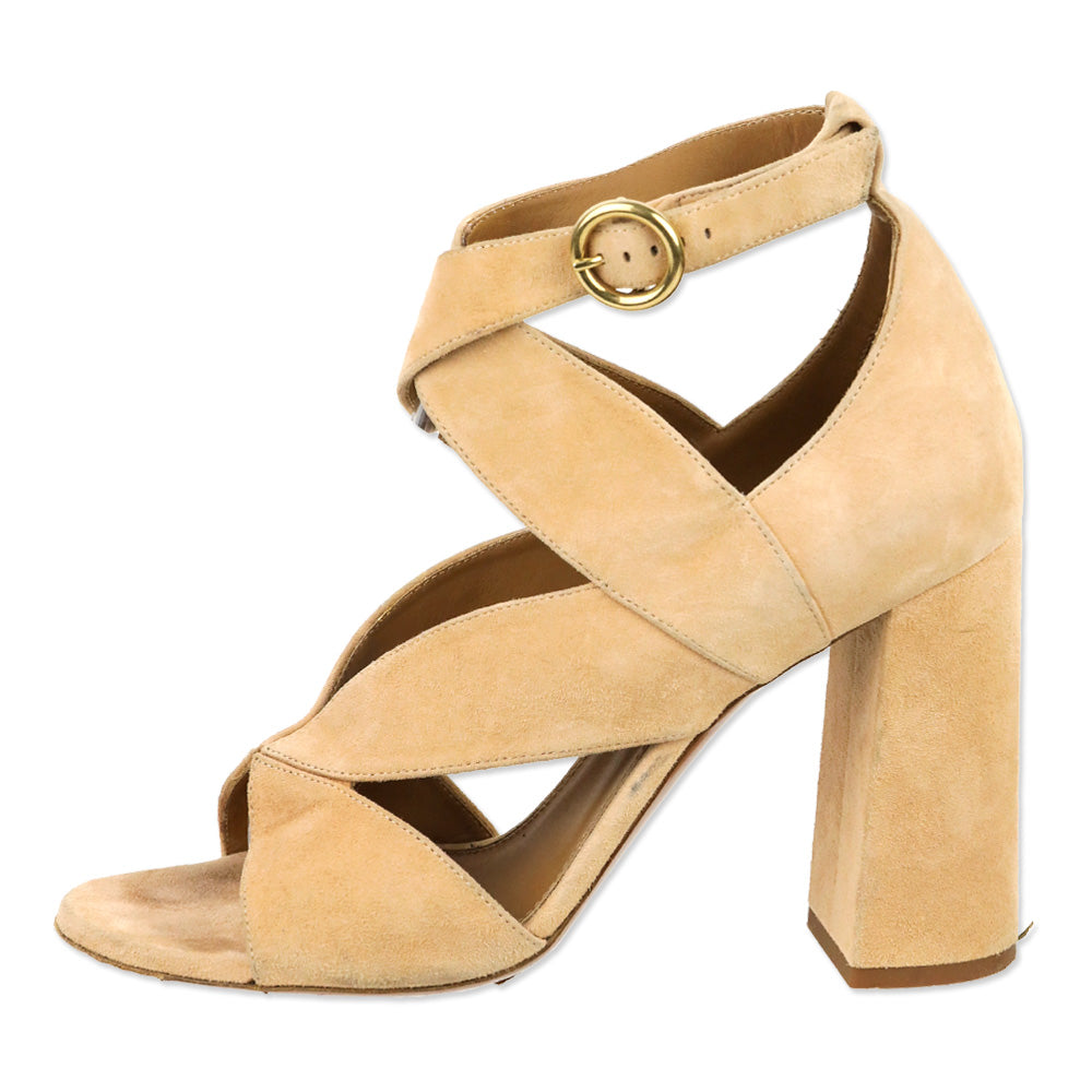 Chloé Peach Suede Graphic Leaves Sandal