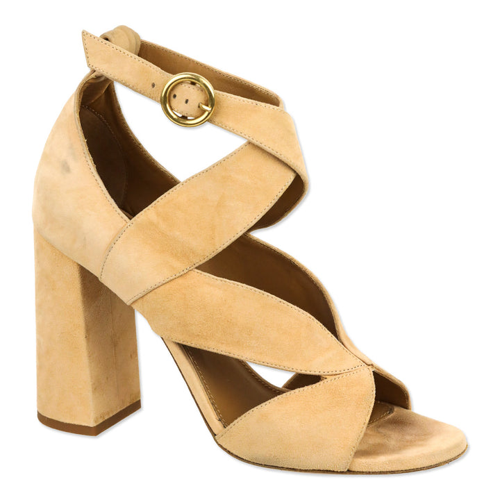 Chloé Peach Suede Graphic Leaves Sandal