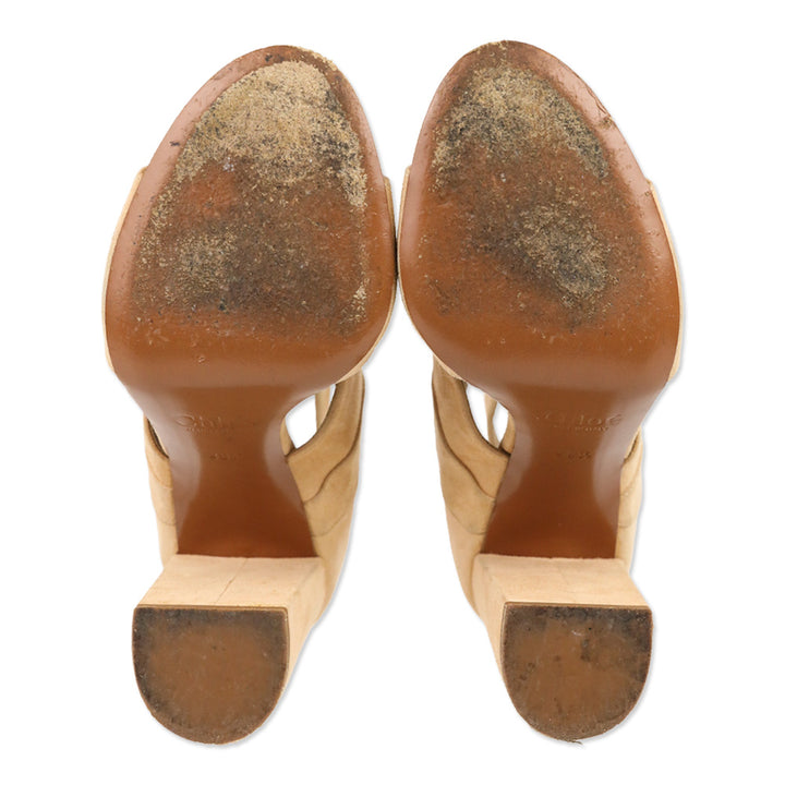 Chloé Peach Suede Graphic Leaves Sandal