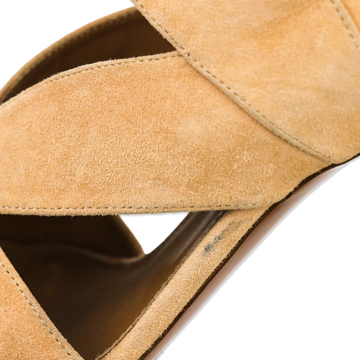 Chloé Peach Suede Graphic Leaves Sandal