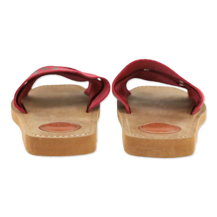 Chloé Red Canvas Webbing Black Logo Woody Slide Sandals