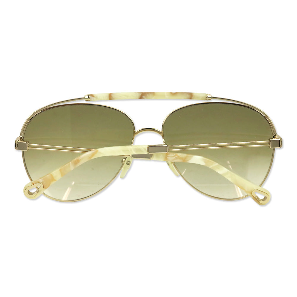 Chloé Reece Havana Gold Aviator Sunglasses