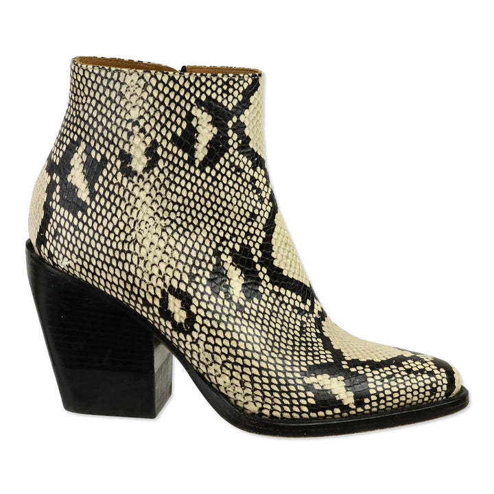 Chloé Snakeskin Print Leather Ankle Bootie