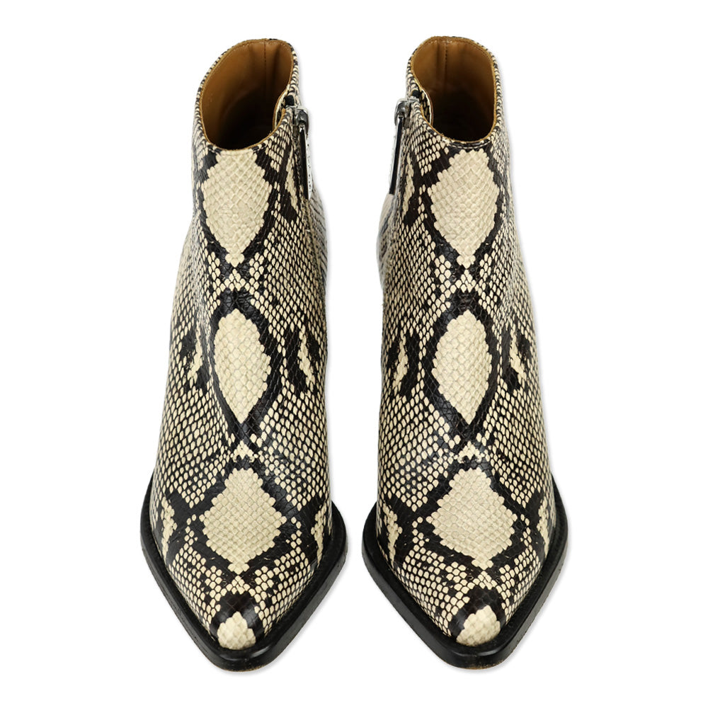 Chloé Snakeskin Print Leather Ankle Bootie
