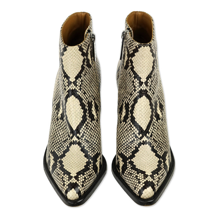 Chloé Snakeskin Print Leather Ankle Bootie