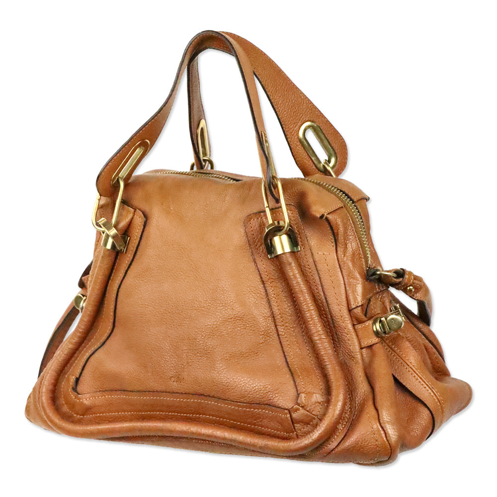 Chloé Tan Leather Paraty Medium Handbag