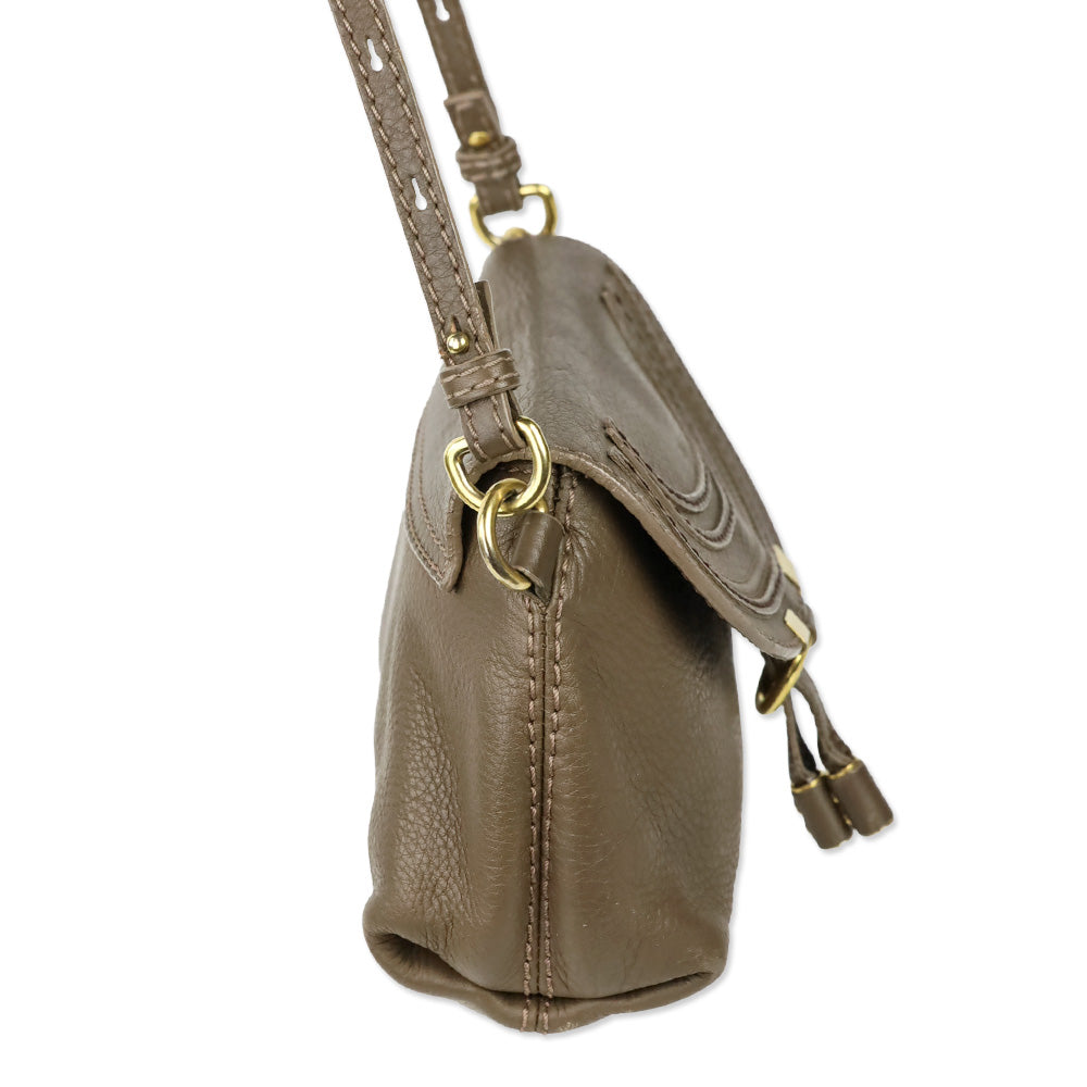 Chloé Taupe Marcie Mini Crossbody Saddle Bag