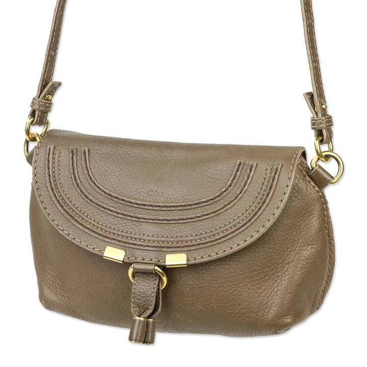 Chloé Taupe Marcie Mini Crossbody Saddle Bag