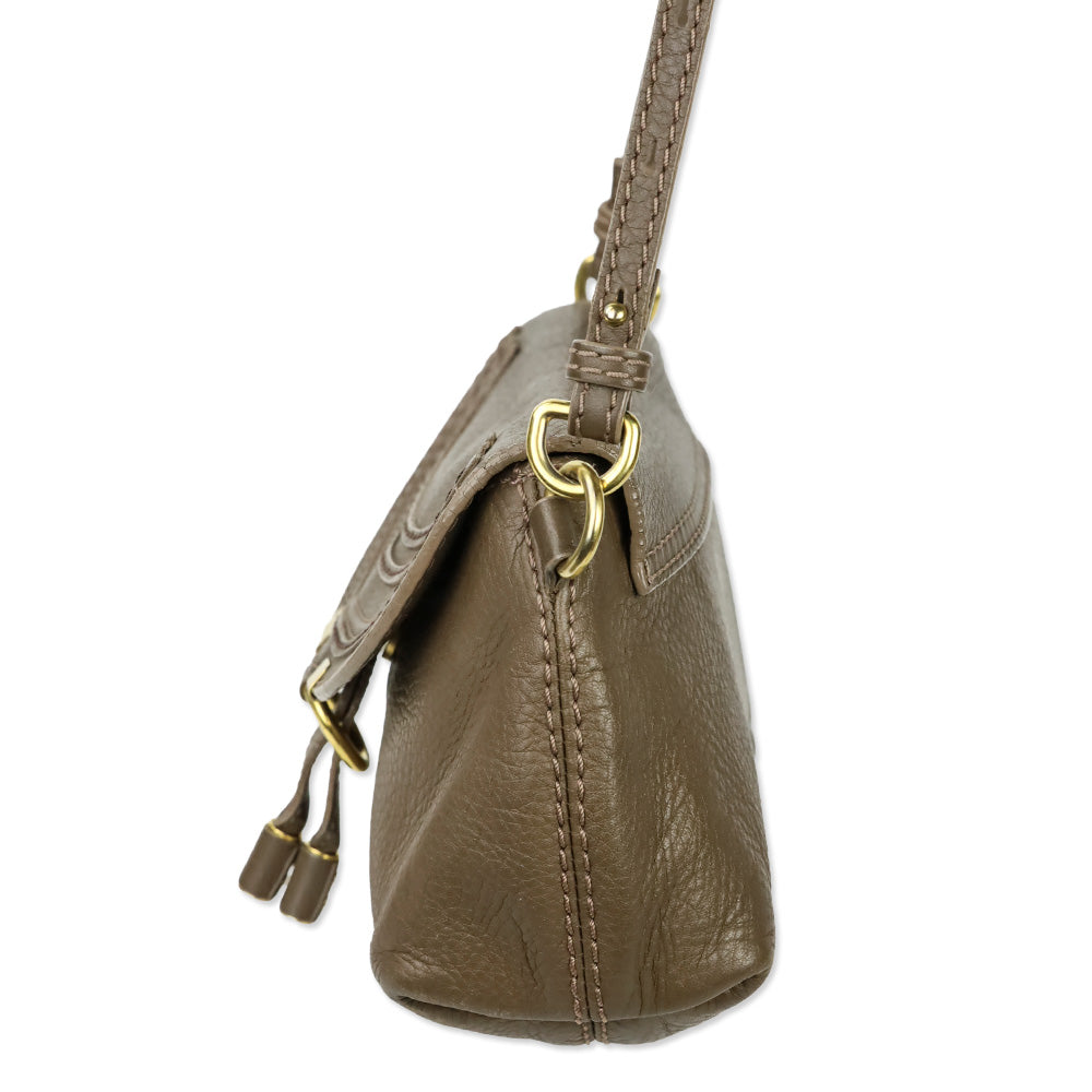 Chloé Taupe Marcie Mini Crossbody Saddle Bag