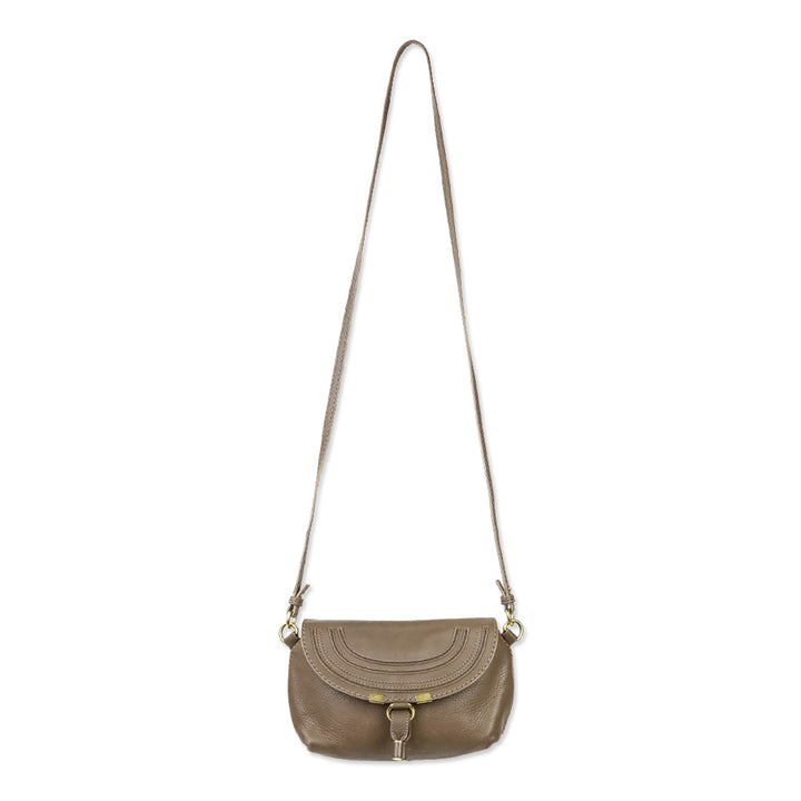 Chloé Taupe Marcie Mini Crossbody Saddle Bag