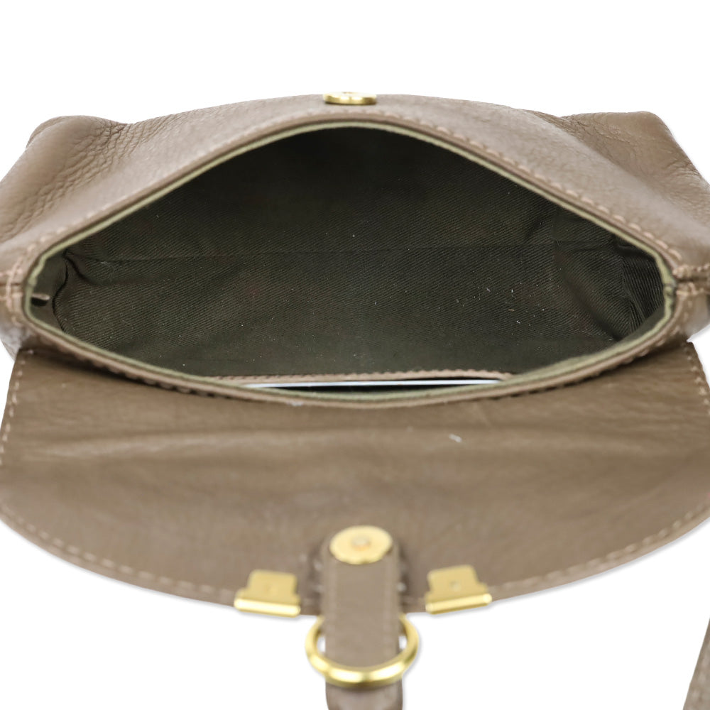 Chloé Taupe Marcie Mini Crossbody Saddle Bag