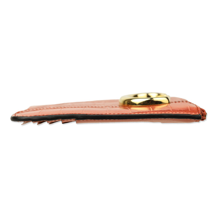 Chloé Tawny Orange C Croc-Embossed Leather Zip Card Holder