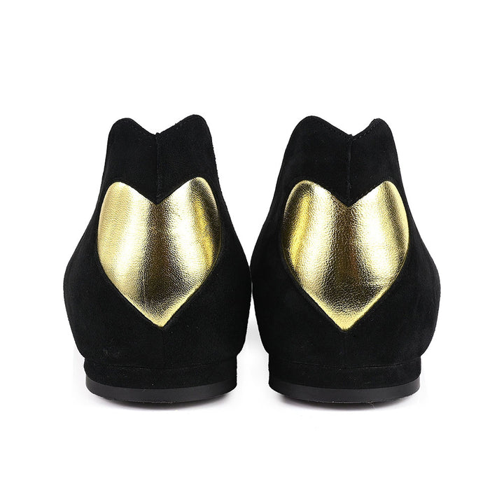 Christian Dior Black Suede Gold Heart Flats