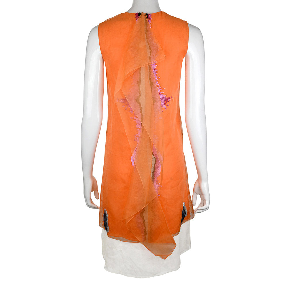 Christian Dior Orange Sequin Embellished Silk Dress