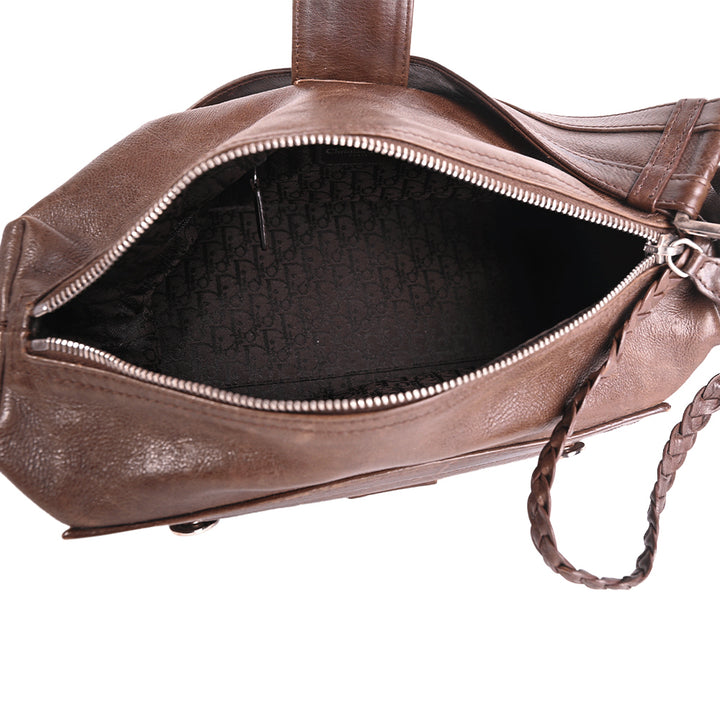 Christian Dior Vintage Brown Leather Flight East West Bag
