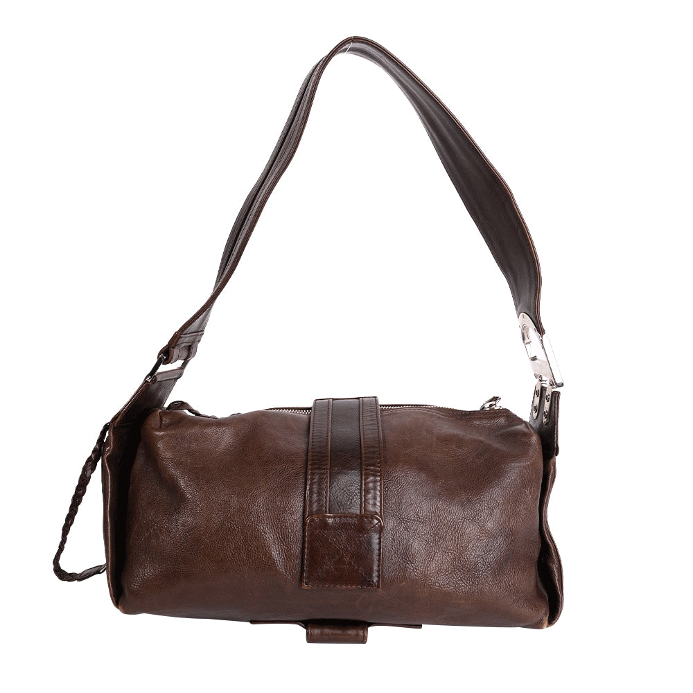 Christian Dior Vintage Brown Leather Flight East West Bag