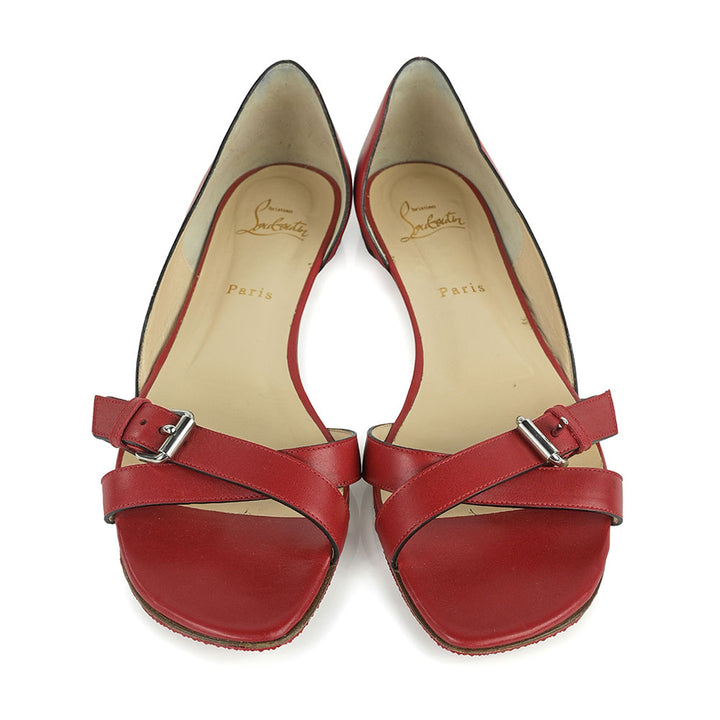 Christian Louboutin Red Leather Crossover Strap Sandals