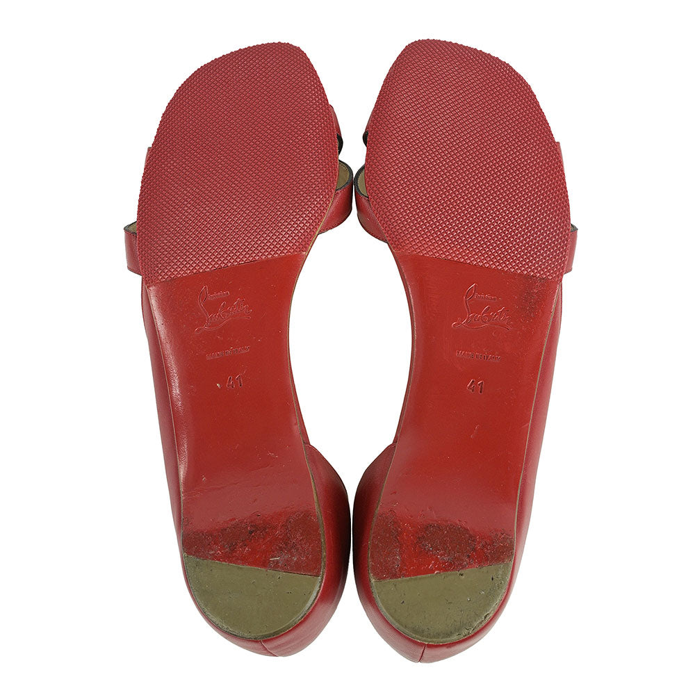 Christian Louboutin Red Leather Crossover Strap Sandals